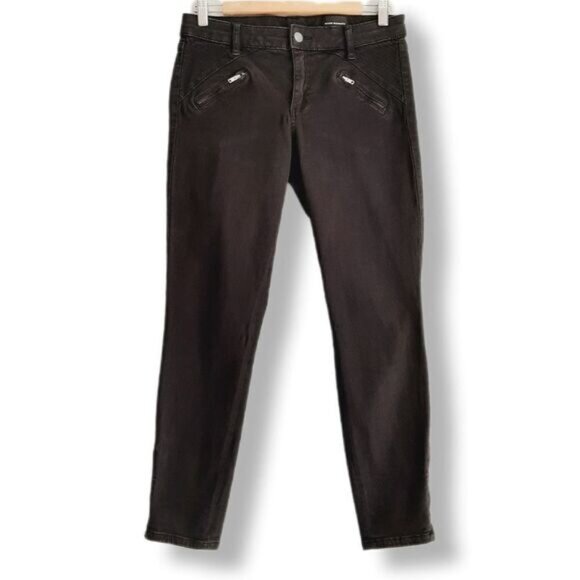 CLUB MONACO / Skinny Crop Black Jeans Ankle Zip Sz 6 - Picture 1 of 10